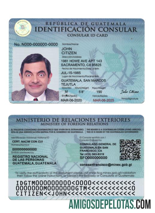 Guatemala Consular ID Card exemplo